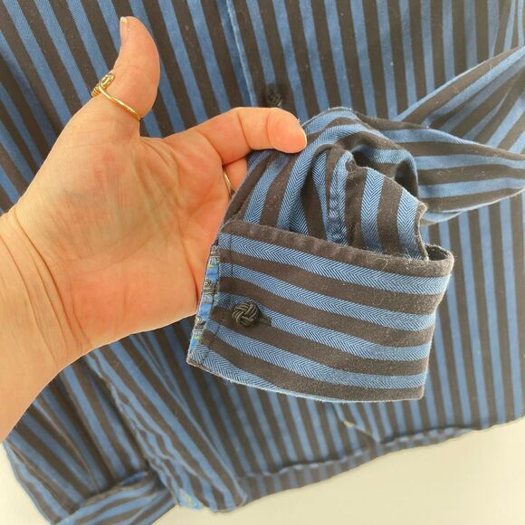Robert Graham boys large 14 16 cotton striped button up down shirt top - Picture 6 of 12